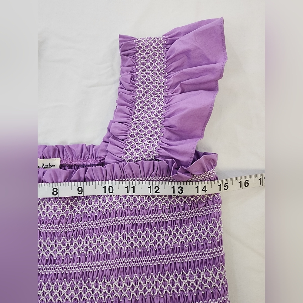 Aaron & Amber Women's Purple Smocked Dress, Size Large - Picture 5 of 13